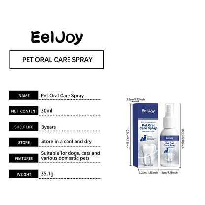 EELJOY Pet Oral Care Spray Removing Dental Plaque Reduce Oral Odor Freshen Breath Soothing Gums Natural Pet Teeth Cleaning Spray
