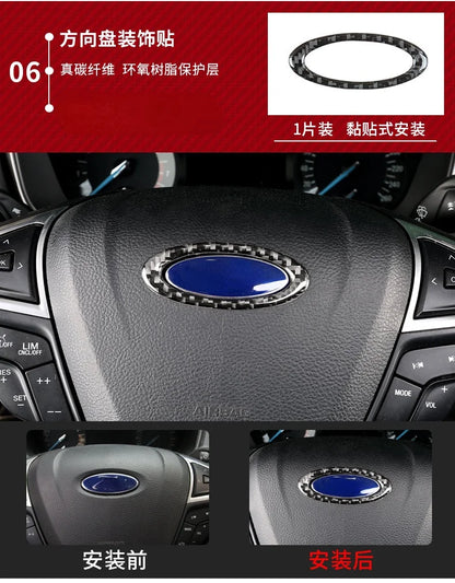 Fit for Ford Fusion Mondeo 2013–2019 Carbon Fiber Style ABS Interior Panel Cover Trim Stickers Car Decor Accessories