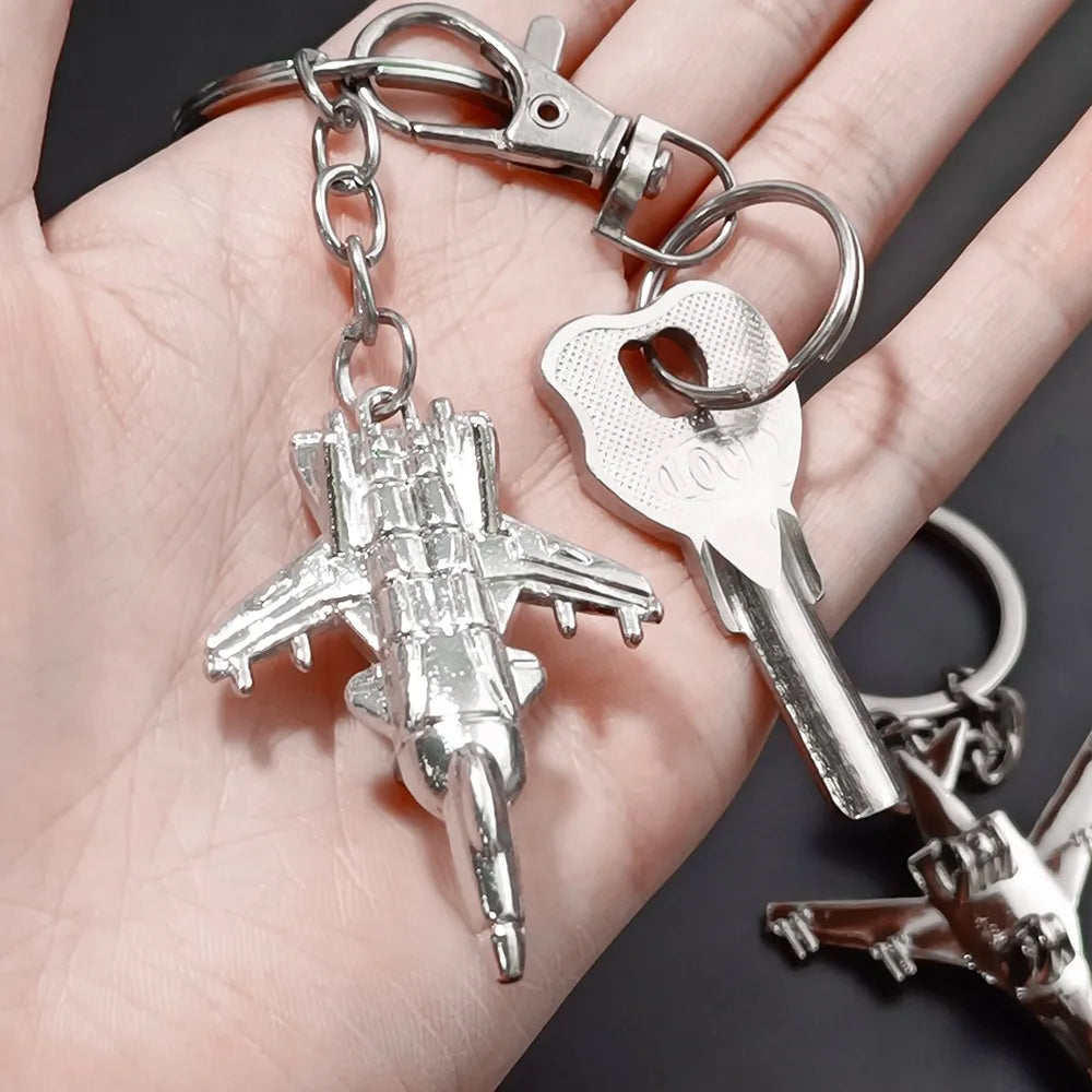 Air Plane Model Fighter Keychains Metal Cool Airplane Keyring Pendant Car Motorcycle Bag Key Chain Ring for Men Creative Gift