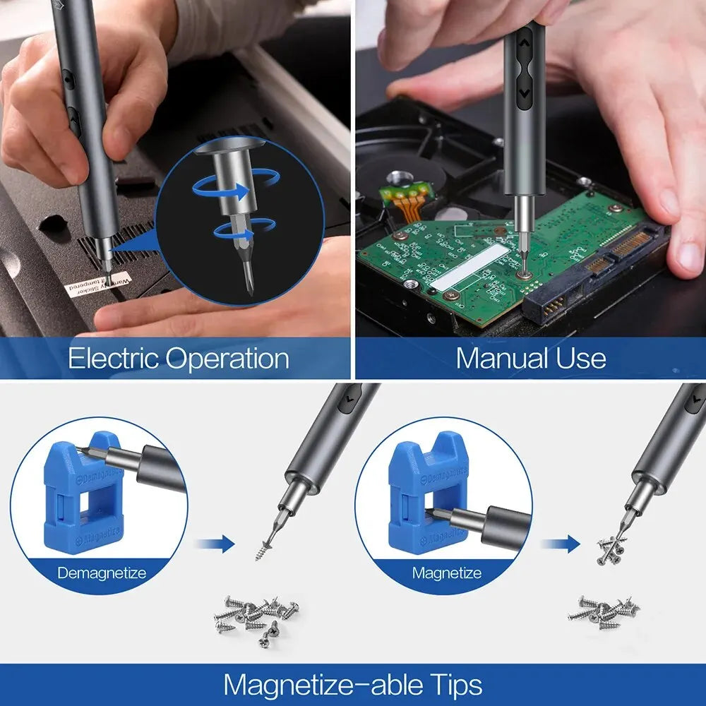 Electric Screwdriver Precision Sets 62 in 1 Power Tool Kit Rechargeable Wireless Mini Small Magnetic Bits for Xiaomi Cell Mobile