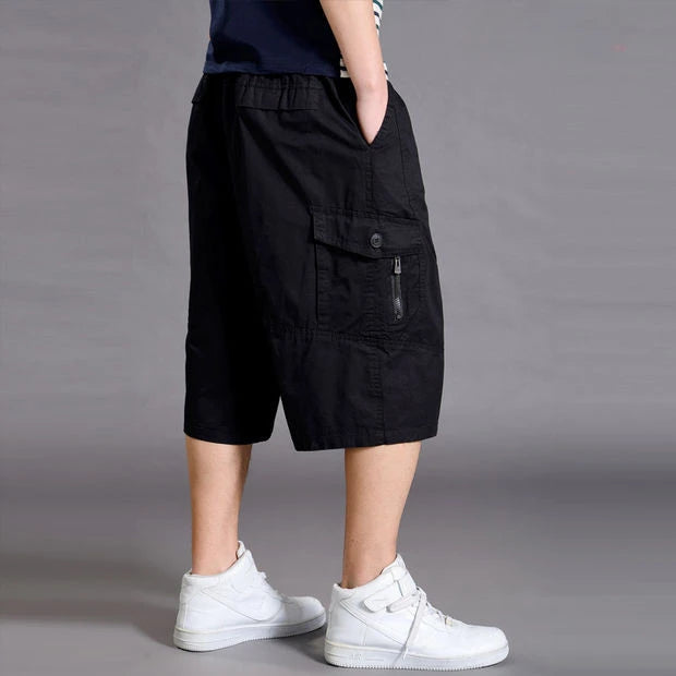 New Summer Men Cotton Thin Casual Shorts Man Elastic Waist Loose Jogger Cargo Shorts Pants Quality Male Straight Pants Size 6XL