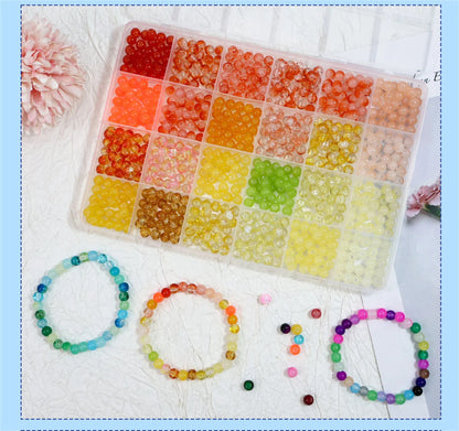 Glass Beads 24Colors 6mm Bracelet Making Kit Jewelry Supplies Tool DIY Handmade Crystal Glass Beads Elastic String Charm Spacers