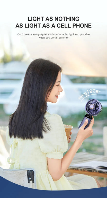 5000mAh Handheld Mini Fan Wireless USB Rechargeable Portable Digital Display Phone Holder Fan 5 Speed Foldable Neck Hanging Fans