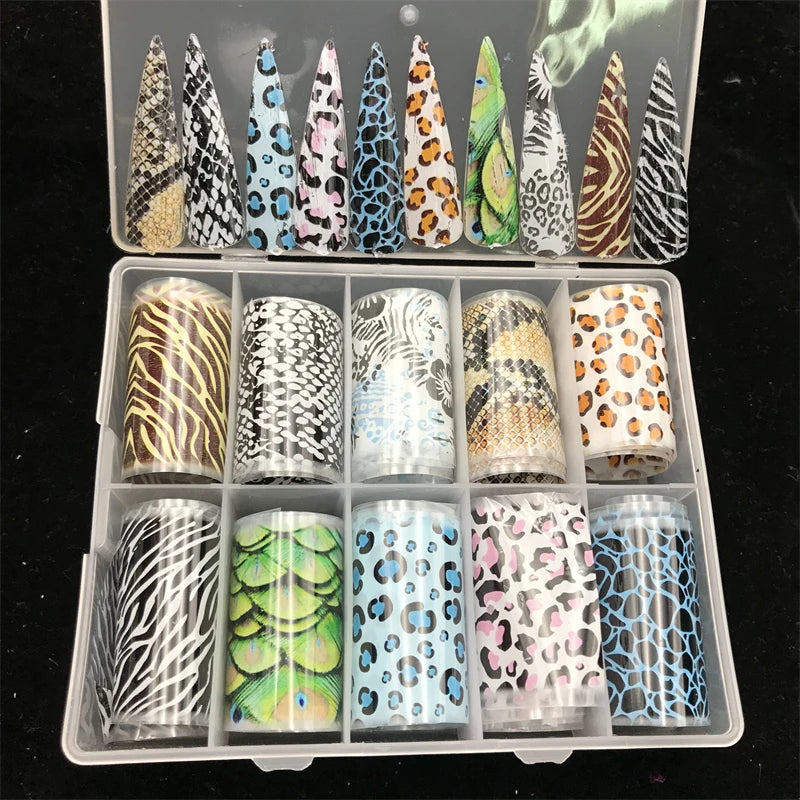 New Flower Nail Foils for Transfer Paper Stickers Floral Adhesive Fruit Nails Wraps Fish DIY Water Marble Nail Art Decorations