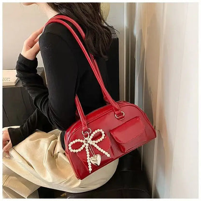 Fashionable Underarm Bow Bag for Women 2024 Korean Edition New Simple Leisure Pillow Bag Trendy Versatile Shoulder Bag