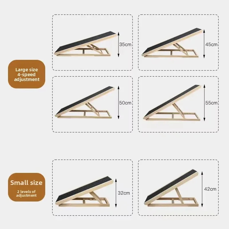 Solid Wood Dog Ramp for Bed Couch Non Slip Pet Stairs Senior Small Dogs Cat Climbing Ladder Gentle Slope Elderly Pets Indoor