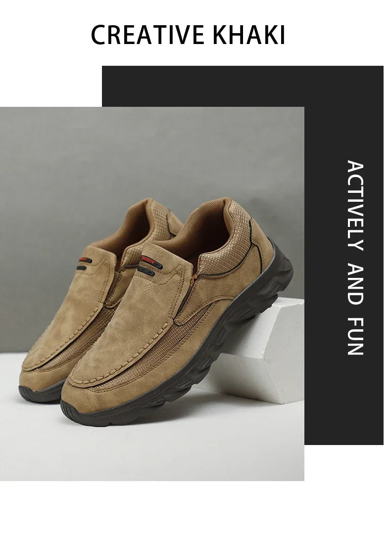 Men Leather Casual Shoes Breathable Loafers Men Sneakers 2024 New Male Comfortable Leather Flat Footwear Sneakers Men Shoes