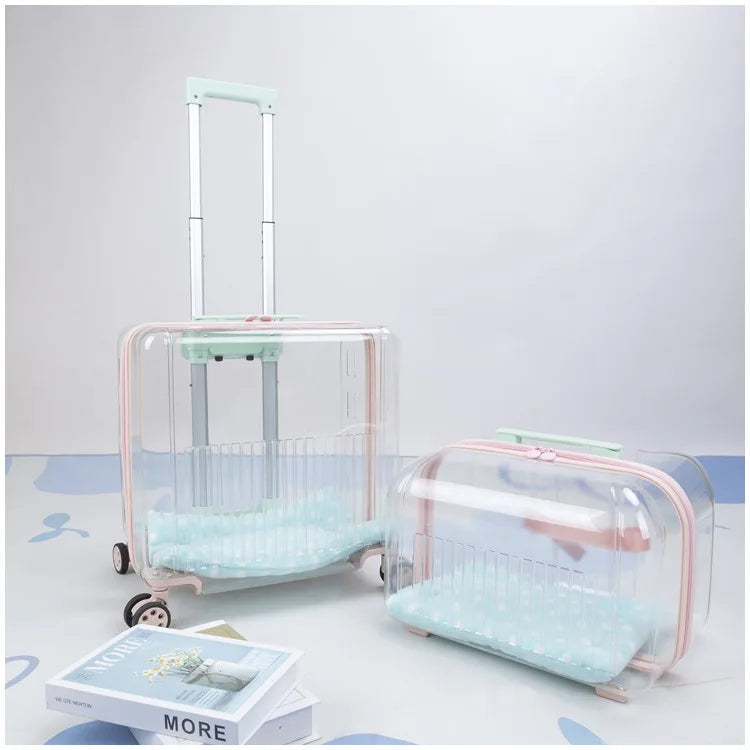 Pet Outdoor Suitcase Portable Car Mounted Double-layer Transparent Breathable Cat and Dog Tour Cat Bag