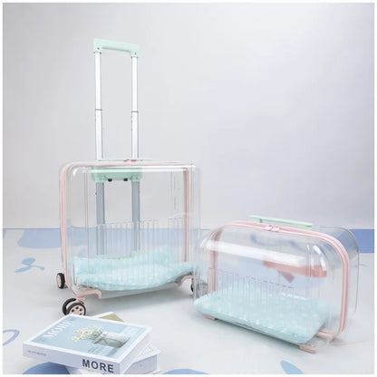 Pet Outdoor Suitcase Portable Car Mounted Double-layer Transparent Breathable Cat and Dog Tour Cat Bag