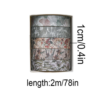 5 Rolls/Box Forest Plant Print Washi Tape Handmade Diy Diary Photo Album Decoration Masking Tape Set
