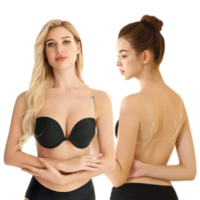 Multiway Backless Bra Push Up - Invisible Bralette with Removable Transparent Straps for Bridal, Evening Wear, Sexy Lingerie