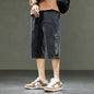 Korean Style Men's Long Shorts 3/4 Length Denim Bermuda Male Big Plus Large Size Jeans Fashion Below Knee Streetwear Loose Baggy