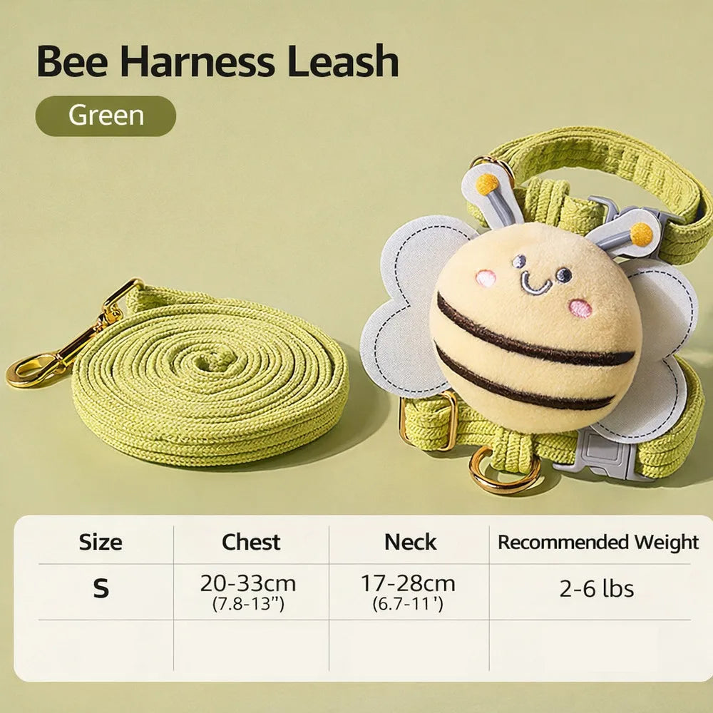 Pet Supplies Cartoon Bee Cat Harness Adjustable Breast Back Harness Dog Harness Portable Leash Set Pet Walking