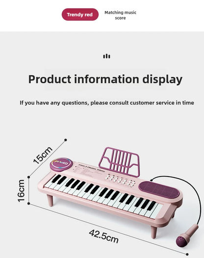 Kids Electric Piano 37 Baby Keyboard with Microphone Singing Songs Development Educational Toy Musical Instrument Games Children