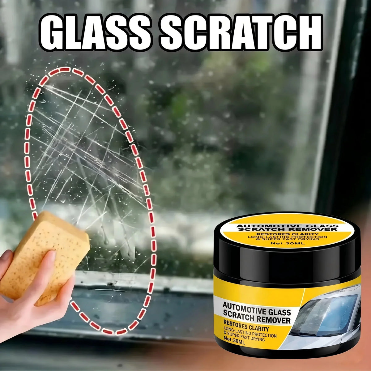 Polish / Restore / Brighten – Car Glass Scratch Repair Compound, Windshield Renovation Paste, Mirror Finish Brightener