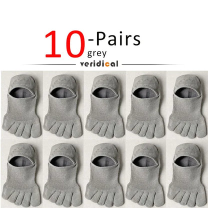 5 Pairs Invisible Toe Socks Summer Thin Cotton Mesh Shallow Mouth Soft Elastic Breathable Deodorant Cool 5 Finger Socks Sokken
