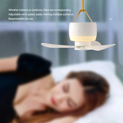 LED Light With Fan Portable Silent Ceiling Fans Light Rechargeable/Plug-in LED Lamp Remote Control 3600mAh for Bedroom Camping