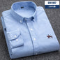 Casual cotton men's shirt slim fit horse logo bottom inch shirt Oxford spinning long sleeved striped shirt
