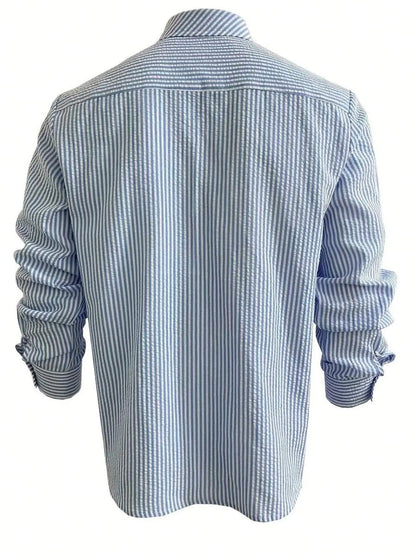 Men's Long Sleeve Striped Shirt with Loose Fit Stylish Comfortable Casual Wear for All Seasons Ideal for Outdoor Activities
