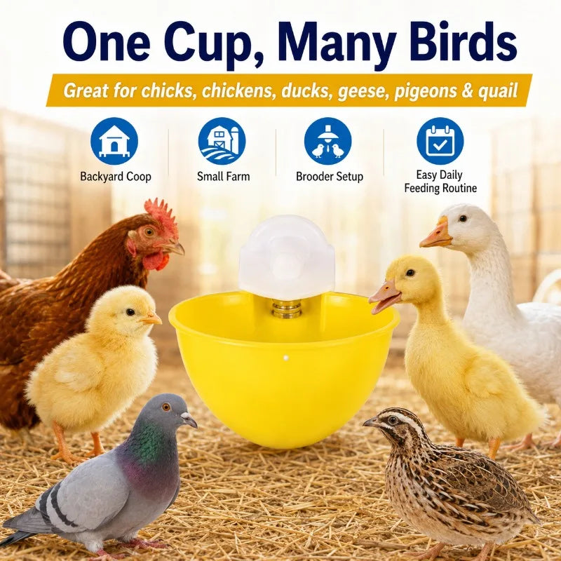 1/5PCS Automatic Poultry Waterer 10L Bucket with Drinking Cups, Chicken Duck Goose Pigeon Water Bowl Feeder Farm Coop Supplies