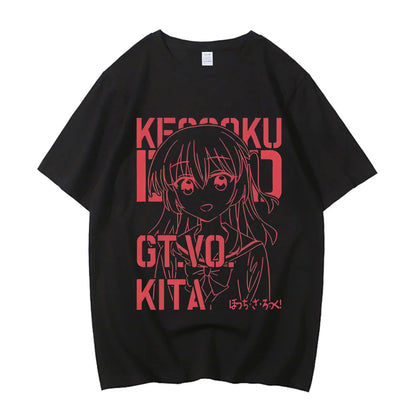 Unisex Anime Cos BOCCHI THE ROCK Hitori Gotoh Ljichi Nijika Cotton Casual Short Sleeve Tees High Quality Streetwear