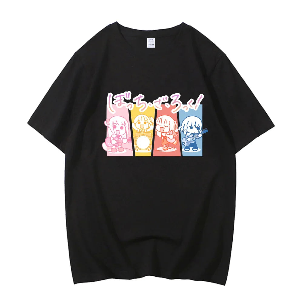 Unisex Anime Cos BOCCHI THE ROCK Hitori Gotoh Ljichi Nijika Cotton Casual Short Sleeve Tees High Quality Streetwear