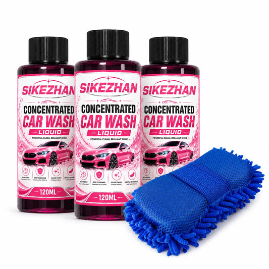 SIKEZHAN 3Pcs Car Wash Liquid with Microfiber Wash Mitt High Foam Auto Shampoo Vehicle Exterior Cleaner for Car Motorcycle Care