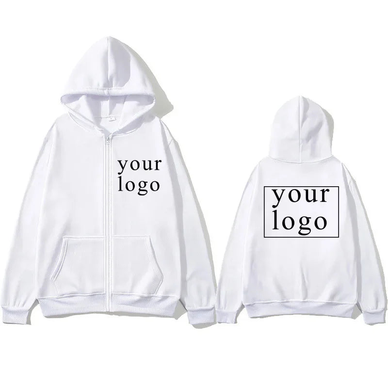 2024 New Fashion Your Own Design Brand Logo/Picture Personalized Custom Anywhere Men Women DIY Zipper cardigan hoodie