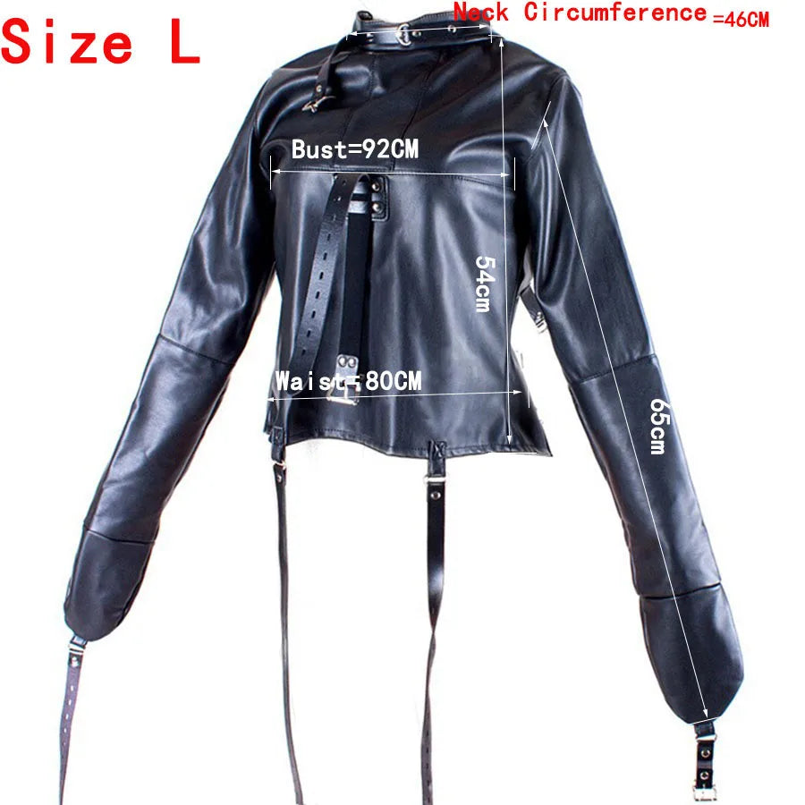 BDSM Leather Armbinder Restraint Straitjacket Sex Toy,Straight Jacket Bondage Adjustable Belt,Slave Cosplay Women's Sexy Costume