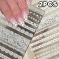 2pcs Y2K White Lace 5D Nail Art Stickers White Embossed Flowers Petals Elegant French Decals Wedding Nails Manicure Decorations*