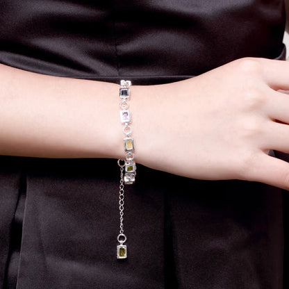 Noble Fine 925 Sterling Silver Elegant Charm Bracelets Zircon Chain Crystal Jewelry Fashion for Women Wedding Lady