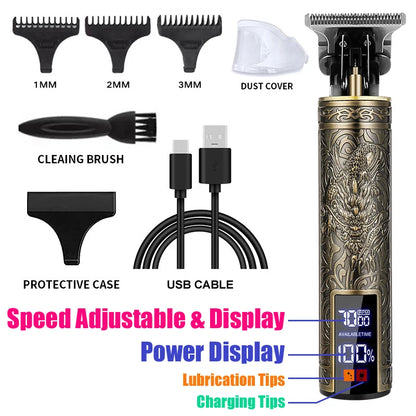 Carving Hair Clipper Professional Hair Cutting Machine Barber Rechargeable Hair Trimmer Metal Haircut Machine Clipper for Men