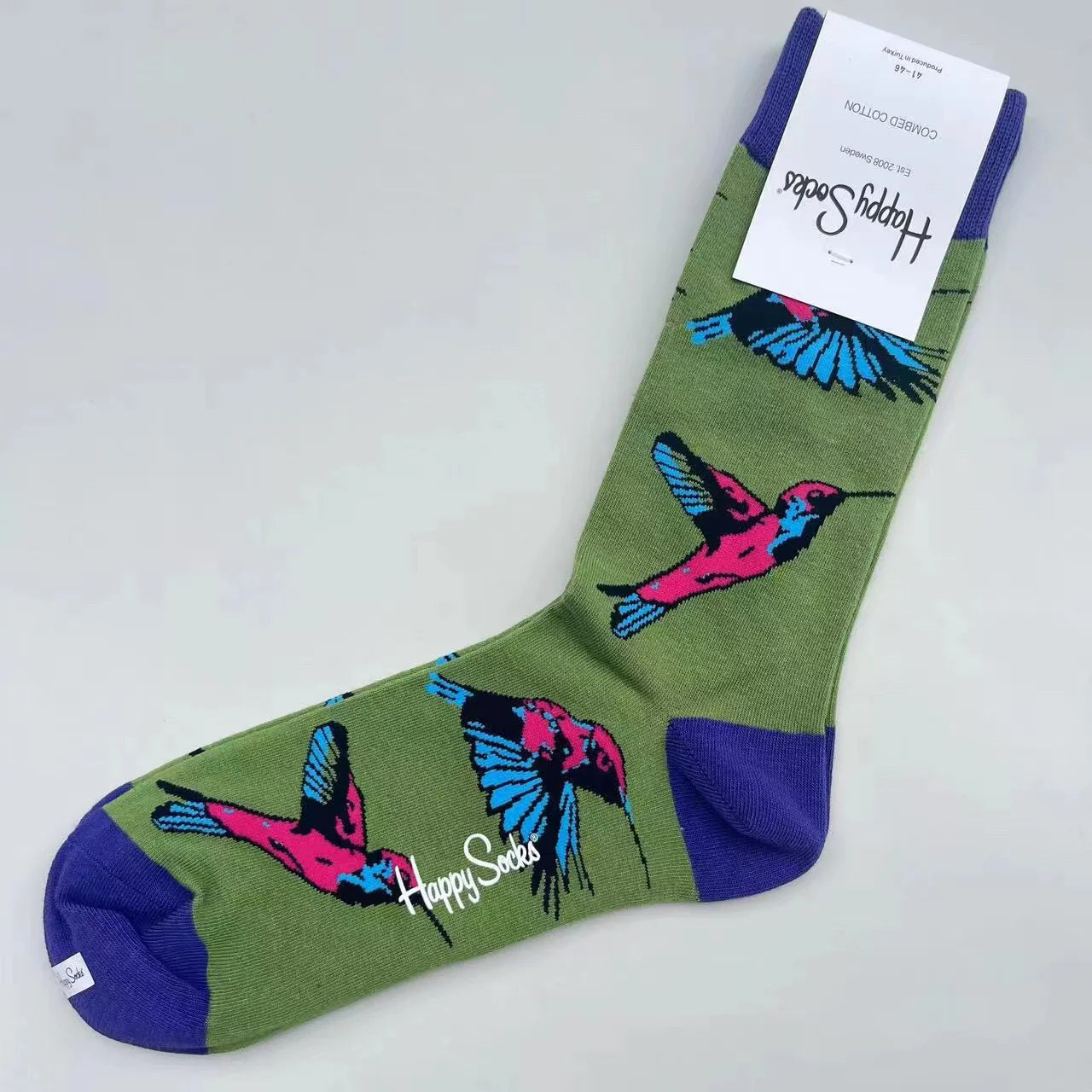 Happy Socks Men's Mid-tube Socks Four Seasons Pure Cotton Classic Socks SIZE 41-46
