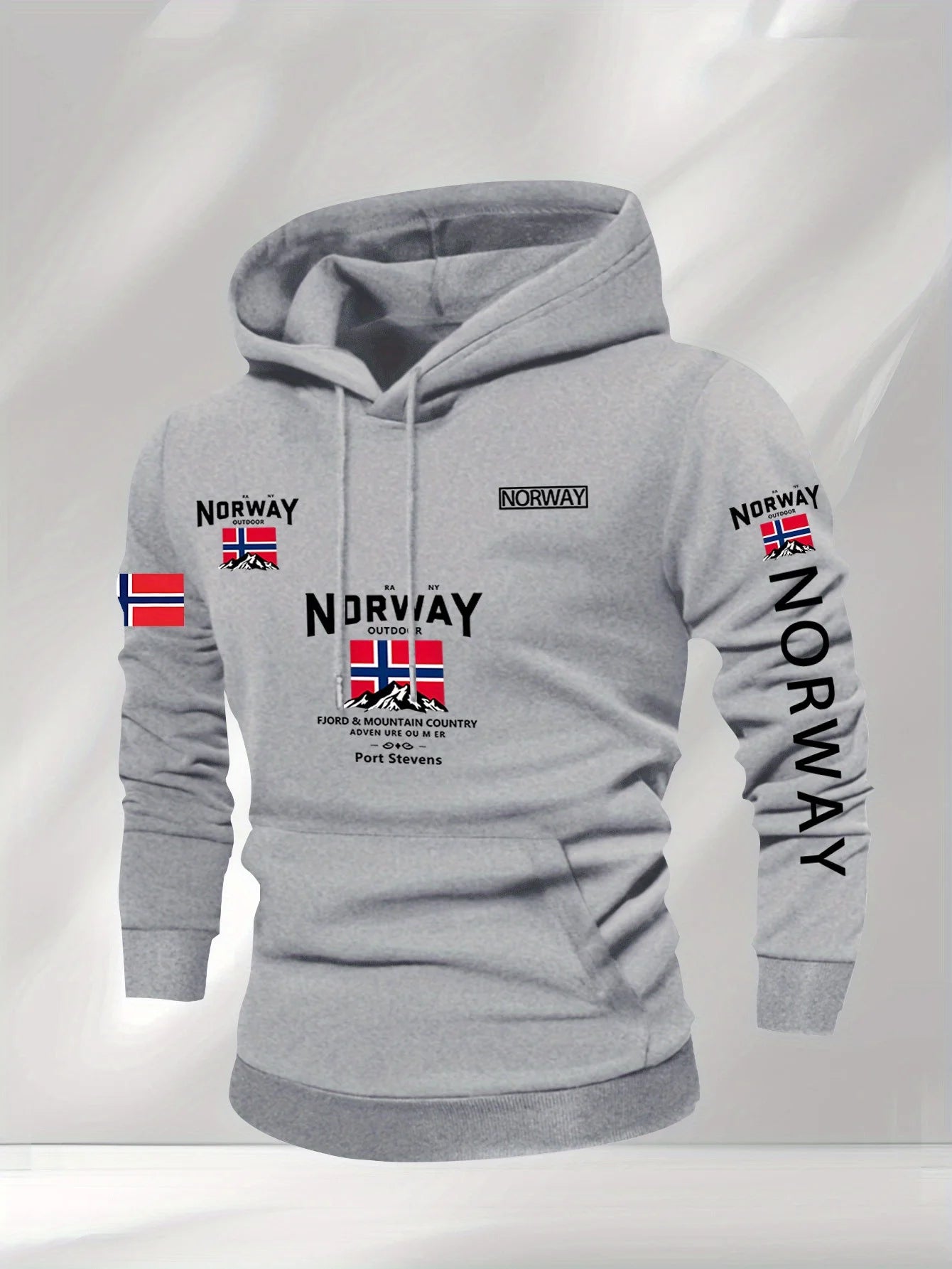 Norwegian Print Fashion Men Women Hooded Sweatshirt Autumn Winter Daily Outdoor Vacation Fitness Casual Loose Warm Sportswear