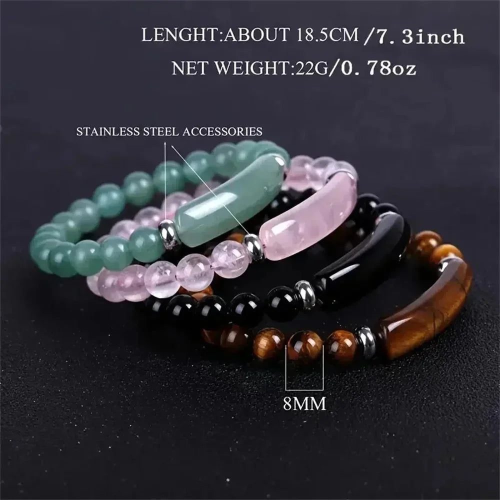 1pc Handmade Stone Bracelet Turquoise  Malachite Gemstone Crystal Rough Bracelet Body Energy Yoga