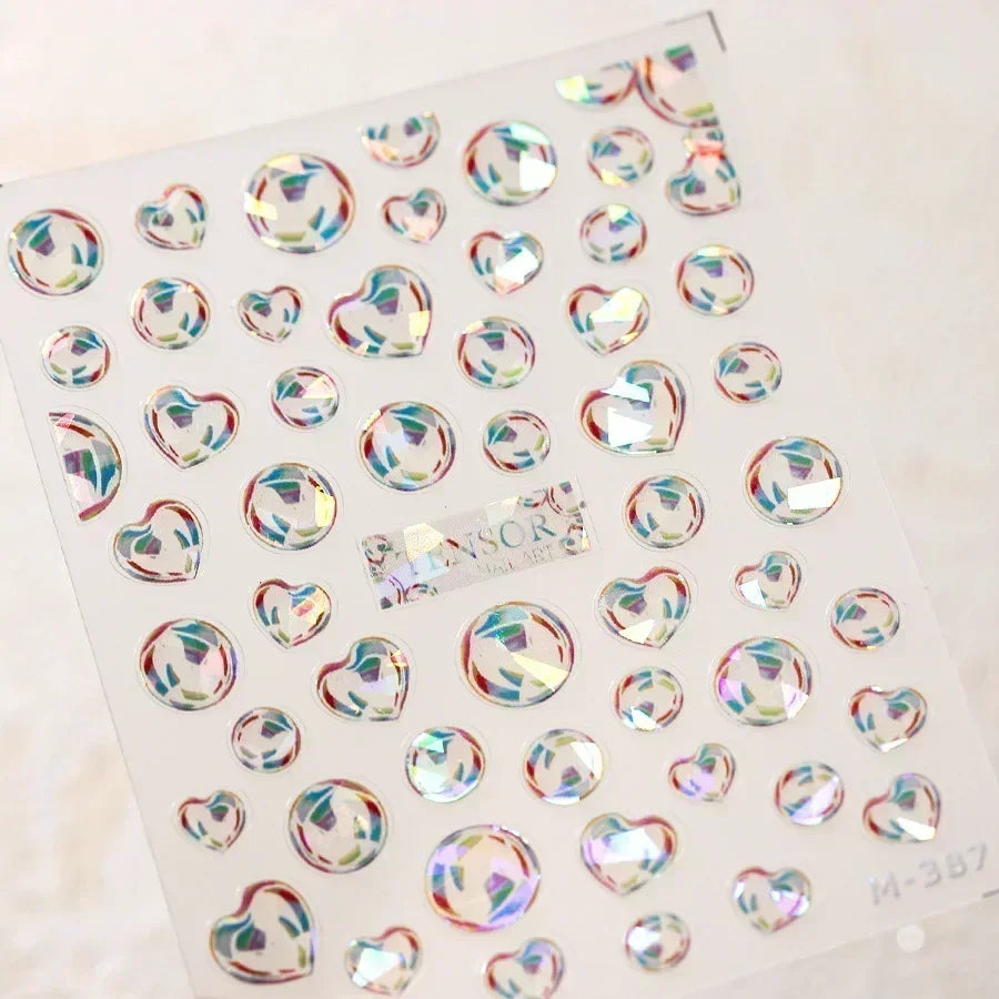 Colorful Bagful Jellyfish Bubbles Swimming Rings Rainbow Stars Ocean Starfish Self Adhesive 5D Nail Art Sticker Manicure Decal