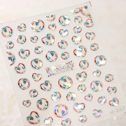 Colorful Bagful Jellyfish Bubbles Swimming Rings Rainbow Stars Ocean Starfish Self Adhesive 5D Nail Art Sticker Manicure Decal