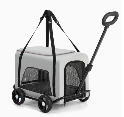 Outdoor Pet Travel Trolley Cart Universal Wheel Stroller Wheeled Box Removable Folding Dog Cat Carrier Bag Large Capacity Safe
