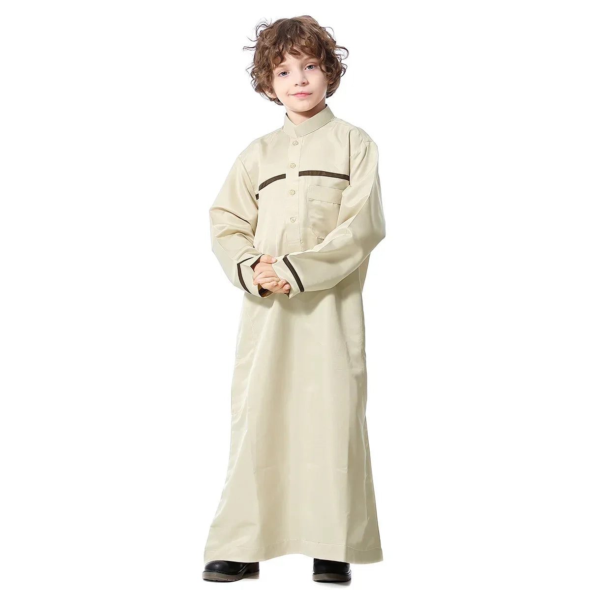 Muslim Saudi Arab Boys Robe Kids Abaya Kaftan Prayer Islam Ramadan Clothing Long Sleeve Thobe Middle East Teenage Dress Dubai