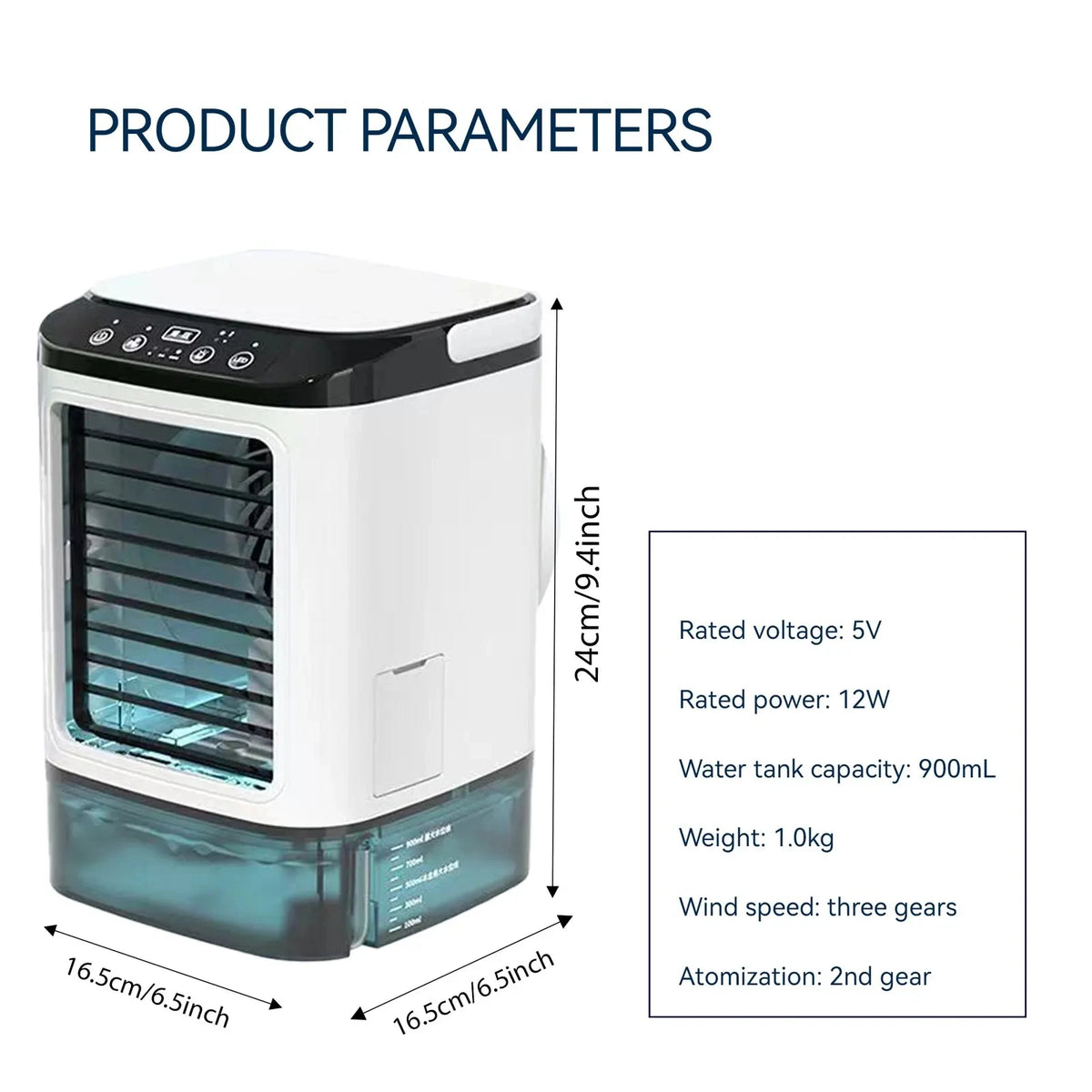 Portable air conditioner 3-speed Mini Air Conditioning 900ml Water Tank Air Cooler with 7-color Night Light For Office Bedroom
