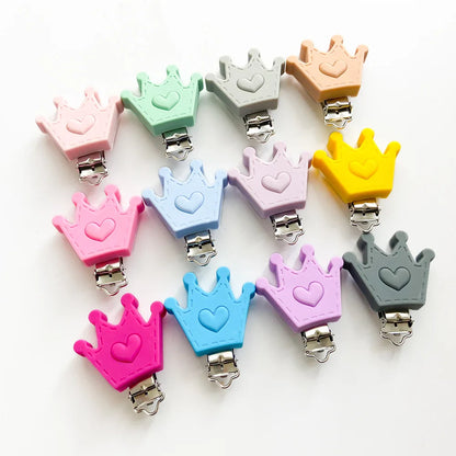 10pcs Silicone Heart Pacifier Clips DIY Baby Teething Teether Necklace Bead Tool Nurs Gift Nipple Chain Accessories