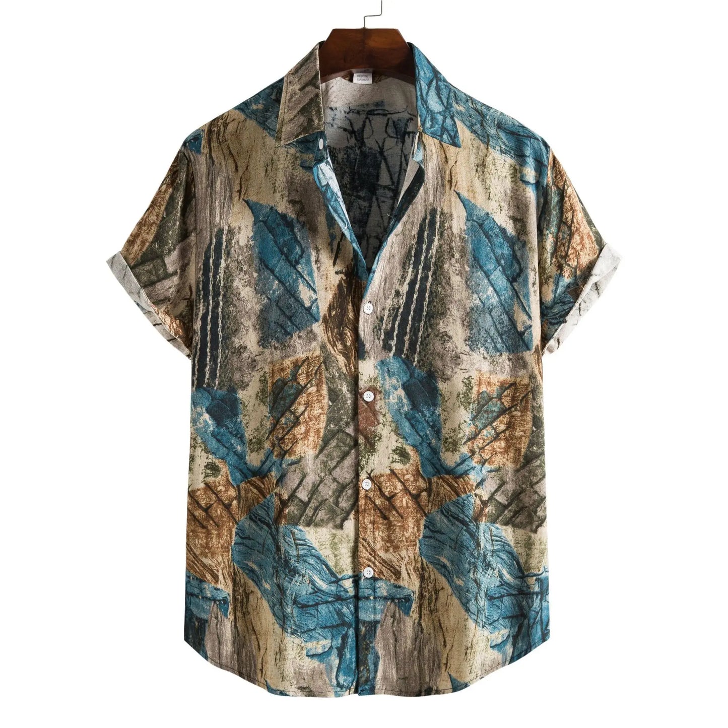 New Hawaii Spring/Summer Fashion Leisure Street Walk Tourist Beach Printed Full Open Short Sleeve Button Shirt