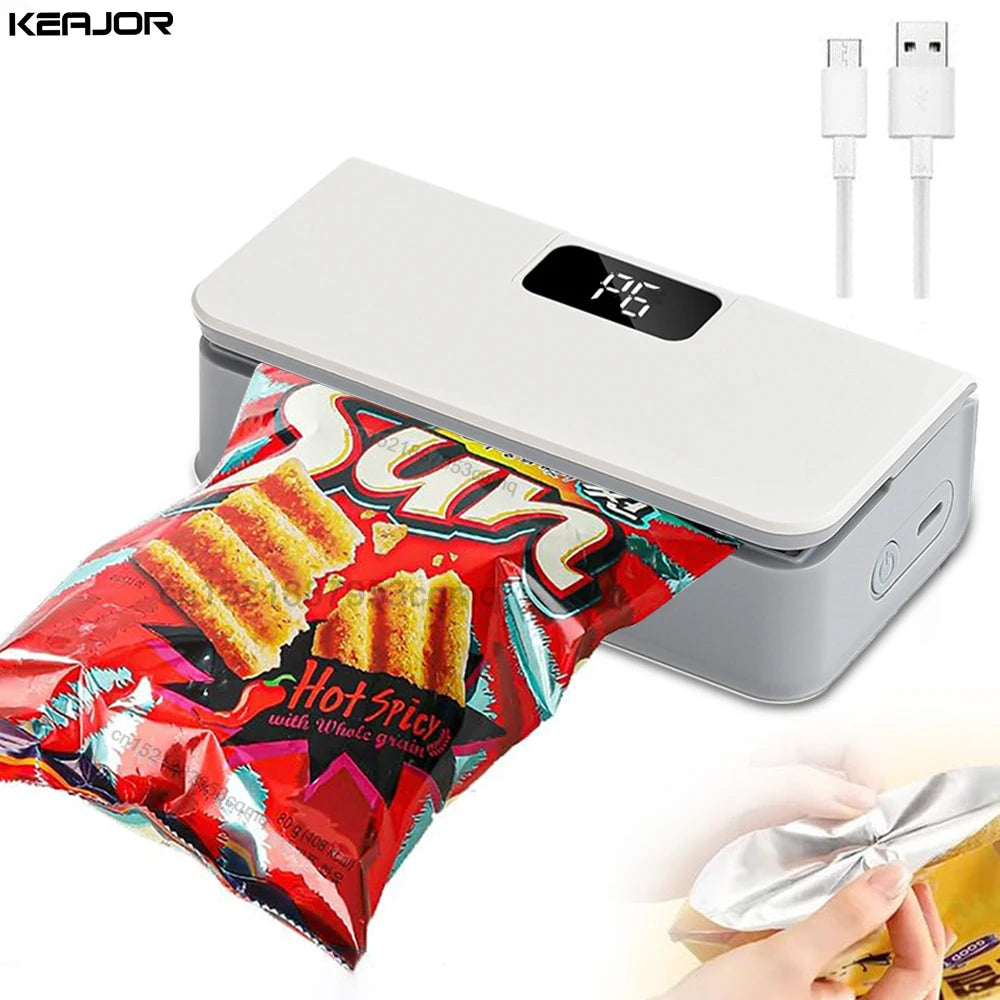 Mini Bag Sealer Handheld Plastic Bag Heat Sealing Machine USB Rechargeable Food Package Clip Bags Sealer Plastic Bag Heat Sealer