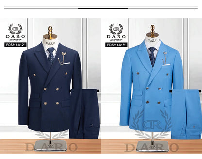 DAROuomo 2026 Men's Slim Fit Formal Business Suit 2Pcs Set - DR8211 (Jacket + Pants) for Work Wear