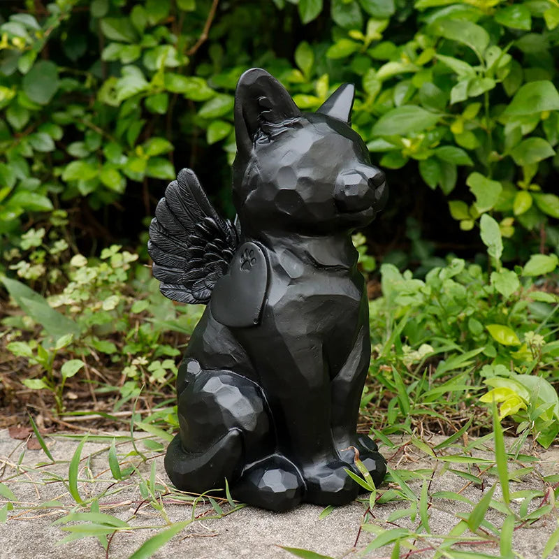 Hot-selling Standing Cat and Dog Urn Amazon Explosion Black Angel Pet Commemorative Urn Sealed Pet Ashes Urn Storage Box