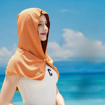 Cooling Hoodie Towel - UV Protection, Quick Drying, Perfect for Sports, Camping, Workouts, Cycling, Golf, Running, Hiking, and F