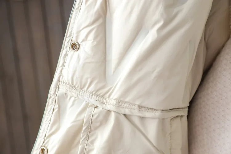 2024 New Autumn Winter Women Ultralight Long White Duck Down Jacket Female Single-Breasted Double Sided Puffer Jacket Women