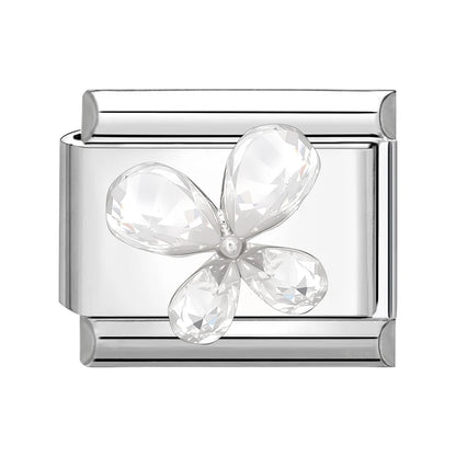 New Shiny Zircon Heart Butterfly Flower Star Bow Italian Charm Links Fit 9MM Stainless Steel Bracelet Girls' DIY Making Gift