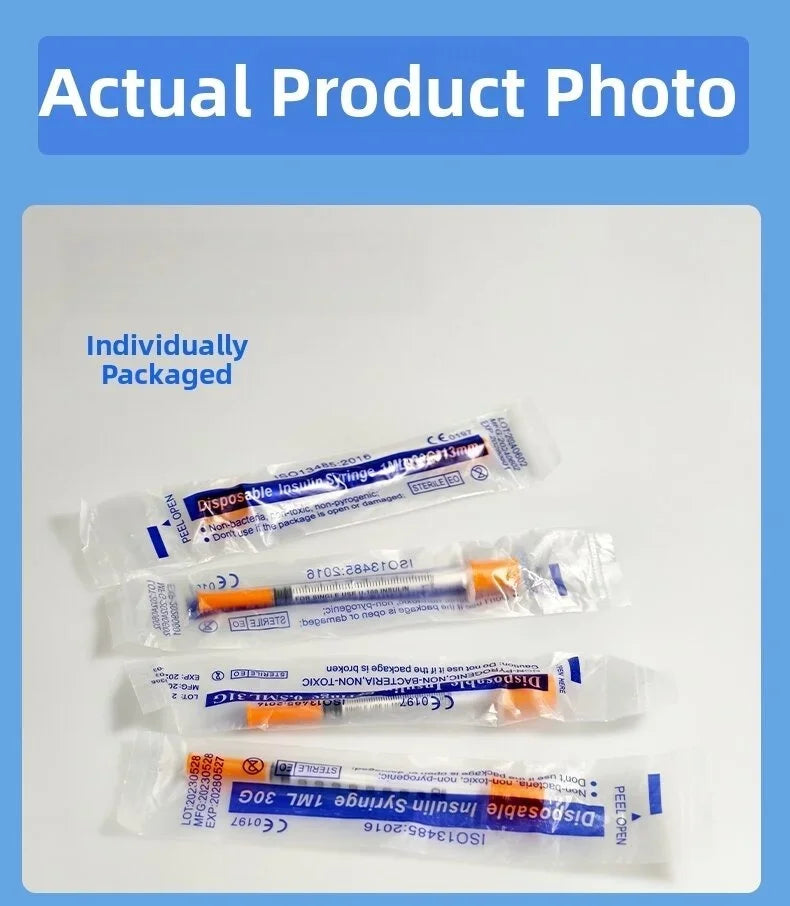 100pcs Plastic Veterinary Syringe With Needles 1ml 0.5ml 30G 31G Animal Sterile Disposable Syringe Pet Medical And Supplements
