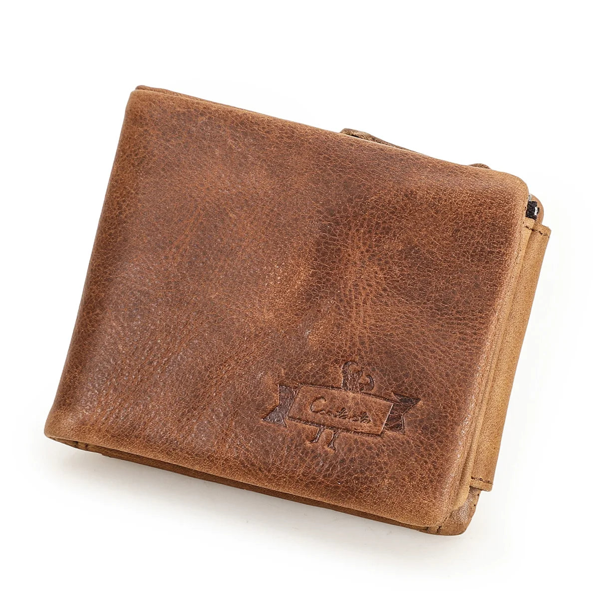 CONTACT'S Genuine Leather Short Wallets for Men Trifold Card Holder Money Clip Coin Purse Male Pocket Wallets Men's Purse Bags